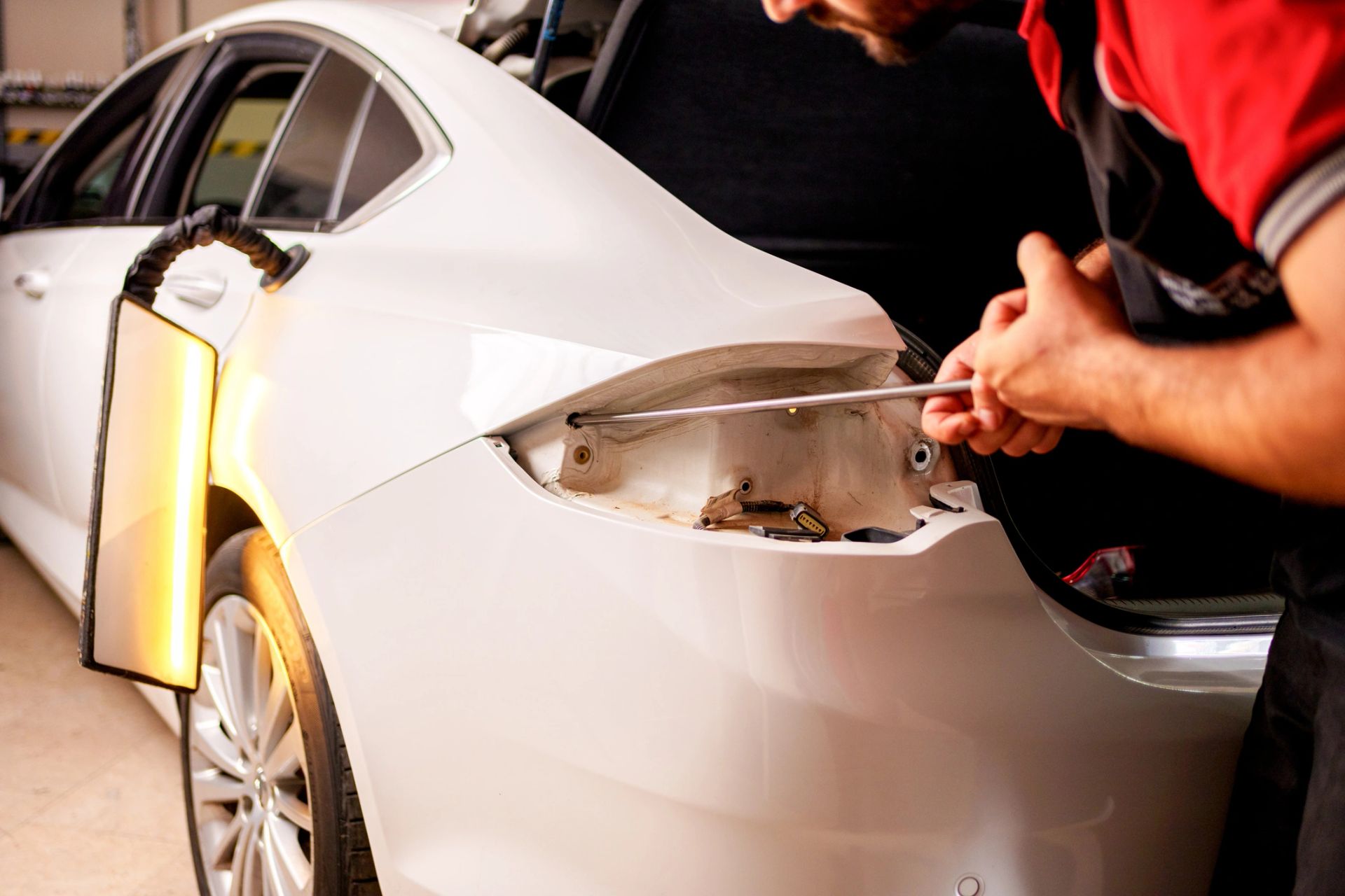 Detail of a vehicle body panel from Mend a Dent PDR